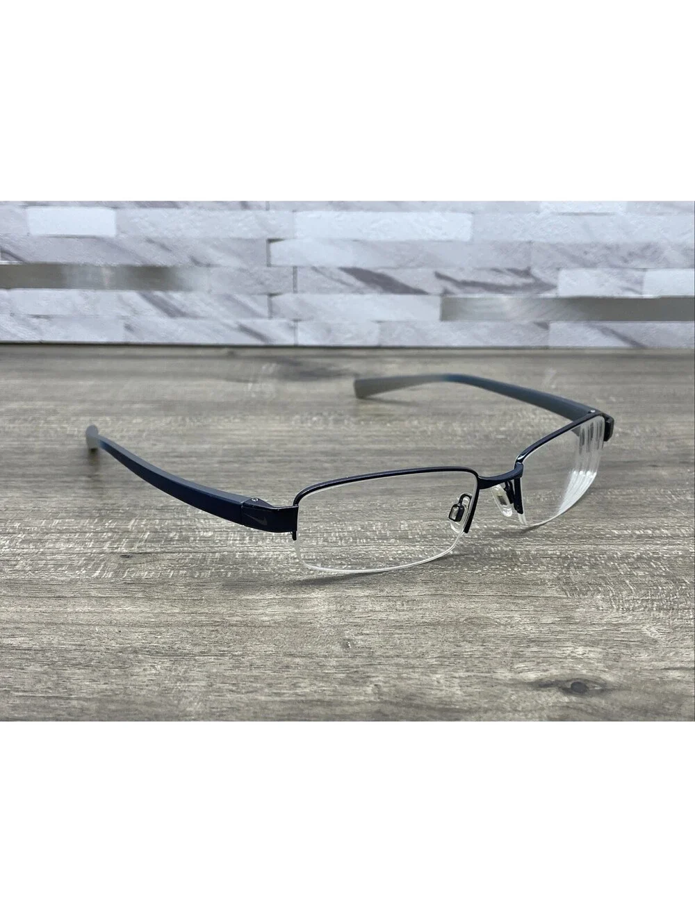 Nike Eyeglasses Frame 8090-412 Mens Navy Blue Metal Half Rim 53[]17-140 Frames